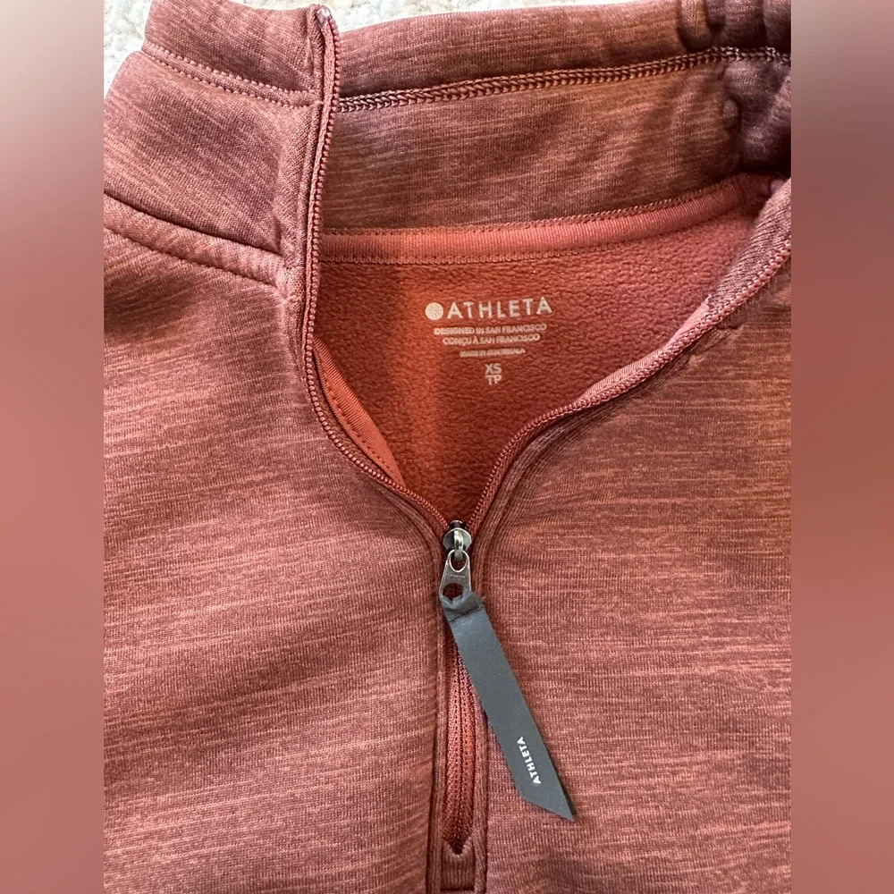 Athleta Brown Quarter-Zip Pullover Fleece - Picture 2 of 4
